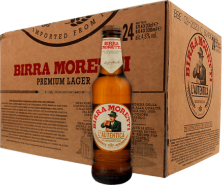 Birra Moretti doos met 24 flesjes van 33cl